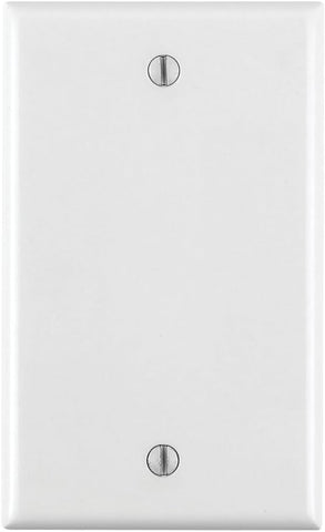 Leviton 1-Gang No Device Blank Wallplate, Standard Size, Thermoplastic Nylon, Box Mount, 80714-W, White, (Pack of 2)