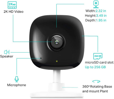 Kasa 2K+ Indoor Wired Security Camera, Baby & Pet Monitor, KC400