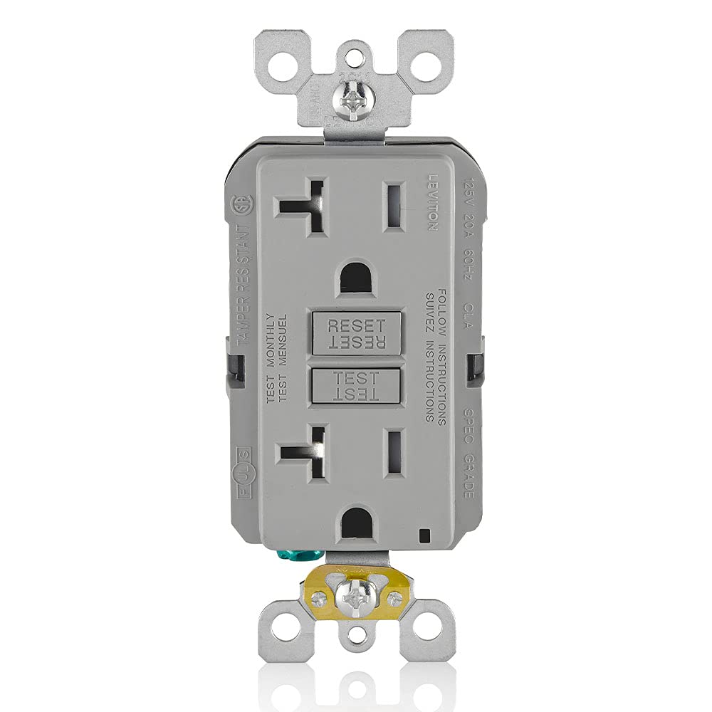 Leviton GFNT2-W Self-Test SmartlockPro Slim GFCI Non-Tamper-Resistant Receptacle with LED Indicator, Wallplate Included, 20-Amp, White
