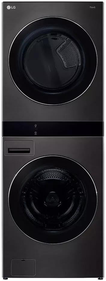 LG 27 Inch Smart Gas Single Unit WashTower with 5.0 cu. ft. Washer Capacity, 7.4 cu. ft. Dryer Capacity in Black Steel WKGX301HBA