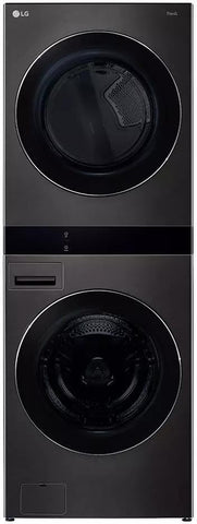 LG 27 Inch Smart Gas Single Unit WashTower with 5.0 cu. ft. Washer Capacity, 7.4 cu. ft. Dryer Capacity in Black Steel WKGX301HBA