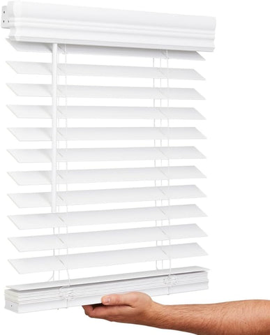 Lotus & Windoware 2" Embossed Faux Wood Blind, 11" x 72", Bright White