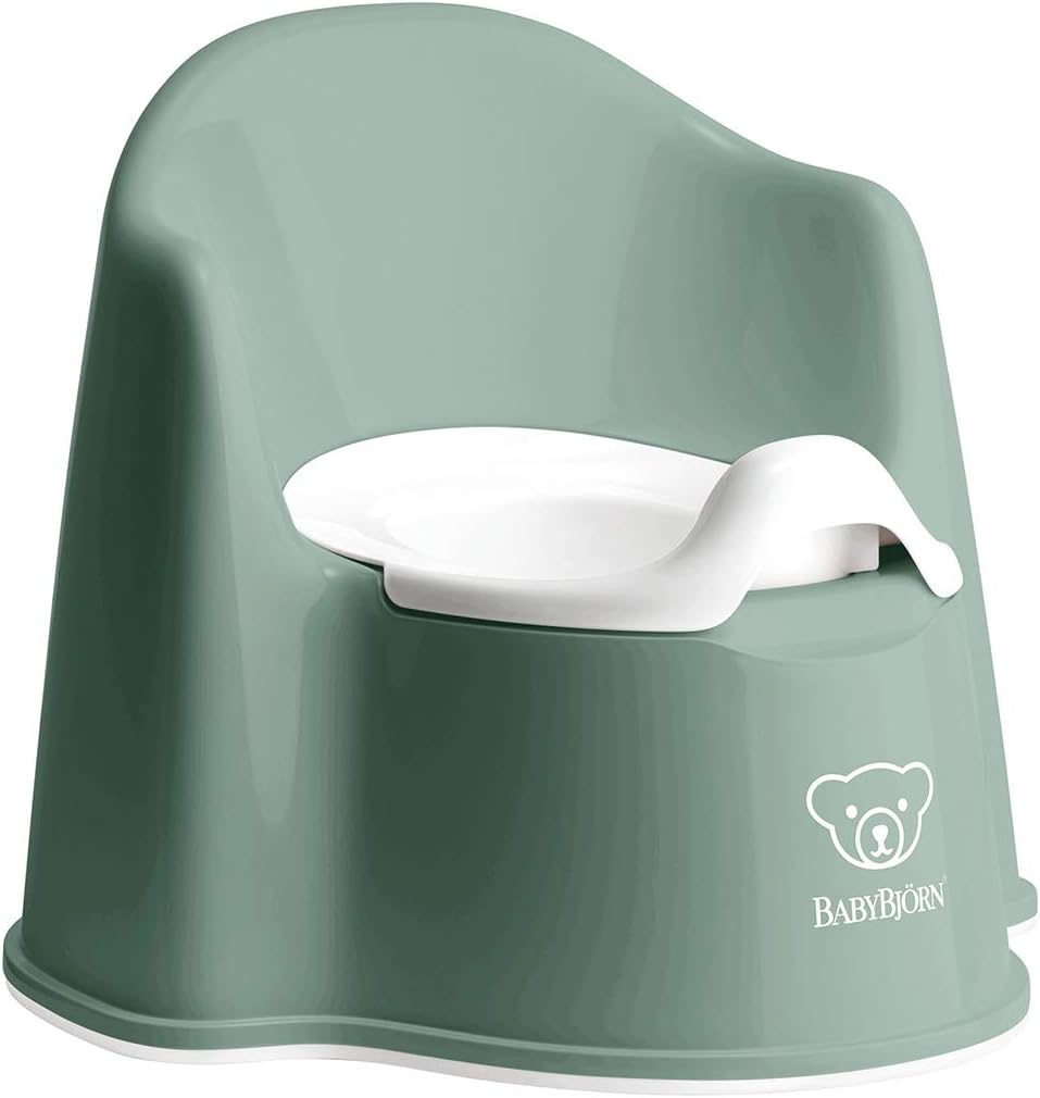 BabyBjörn Potty Chair, Deep Green/White | Potty Training Toilet, Easy-to-Clean, Removable Inner Potty, Non-Slip