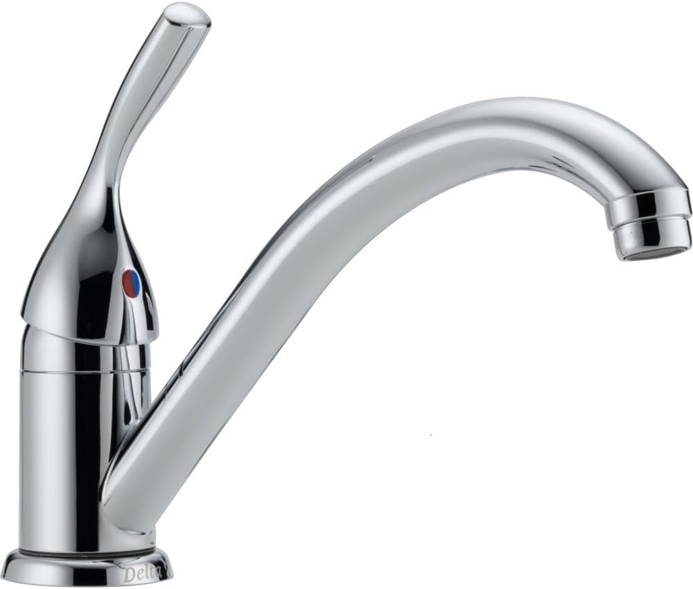 Delta Faucet Classic Single-Handle Kitchen Sink Faucet, Chrome Kitchen Faucet, Kitchen Sink Faucet Single-Hole, Chrome 101-DST