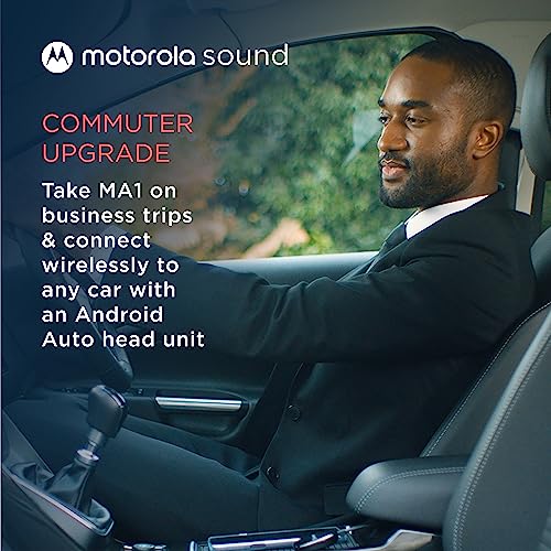 Motorola MA1 Wireless Android Auto Car Adapter - Instant Connection Using Google-Licensed Bridge Technology from Smartphone to Screen - USB Type-A Plug-in - Secure Gel Pad