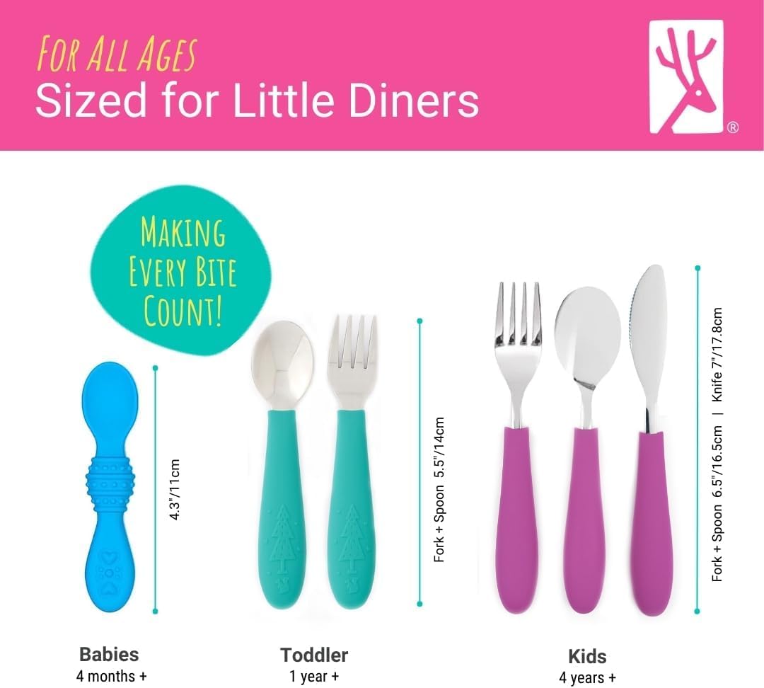 Elk and Friends Baby/Toddler Silverware with Silicone Handles | 6pcs