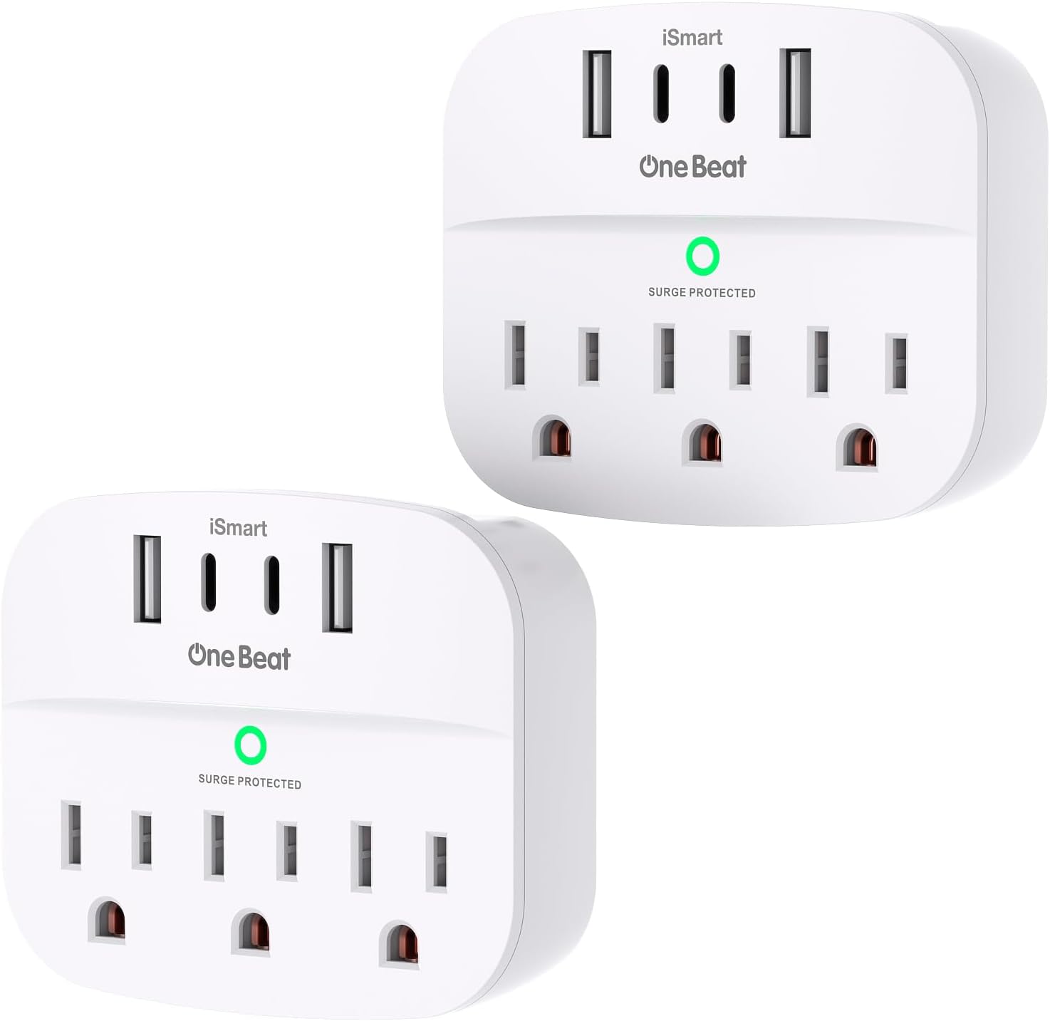 One Beat Multi Plug Outlet Splitter with USB,Surge Protector Outlet 2 Pack