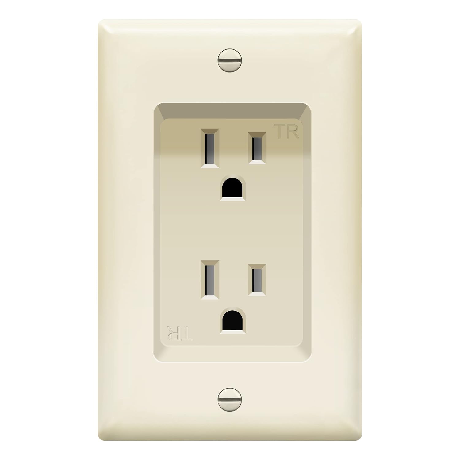 TOPGREENER Recessed Duplex Receptacle Outlet Tamper-Resistant, Light Almond