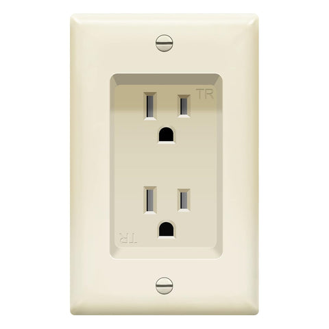 TOPGREENER Recessed Duplex Receptacle Outlet Tamper-Resistant, Light Almond