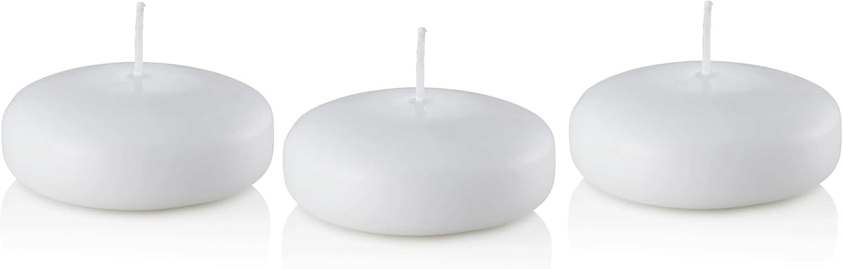 D'light Online Large White Floating Candles 3 Inch Wax Discs for Events, Weddings, Spa, Home Decor, Special Occasions, Cylinder Vases, Centerpieces, Pool and Holidays (Large - 3" (Set of 36), White)