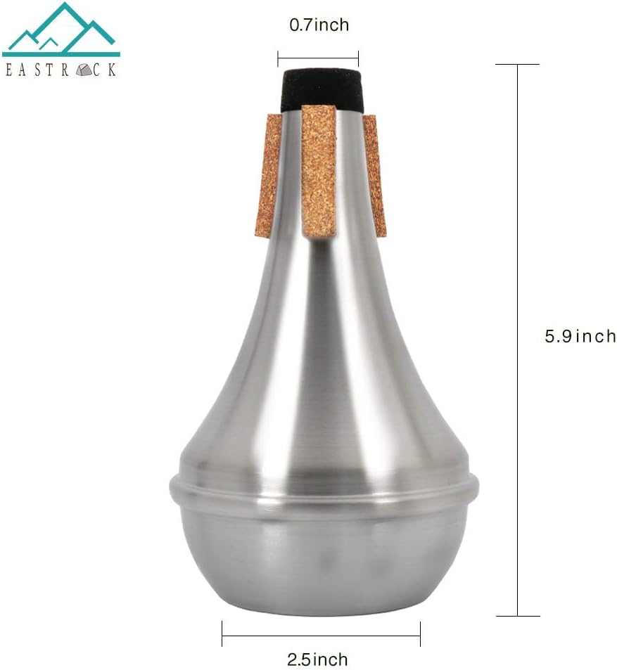 EASTROCK Trumpet Straight Mute Silencer in Aluminum with Rubber Cork