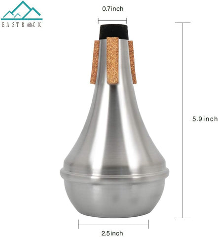 EASTROCK Trumpet Straight Mute Silencer in Aluminum with Rubber Cork