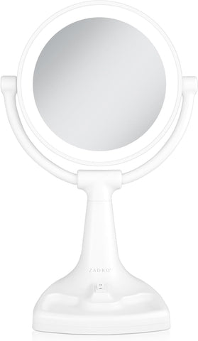 Zadro 11" Fluorescent Lighted Makeup Mirror with 10X/1X Magnification and Tray