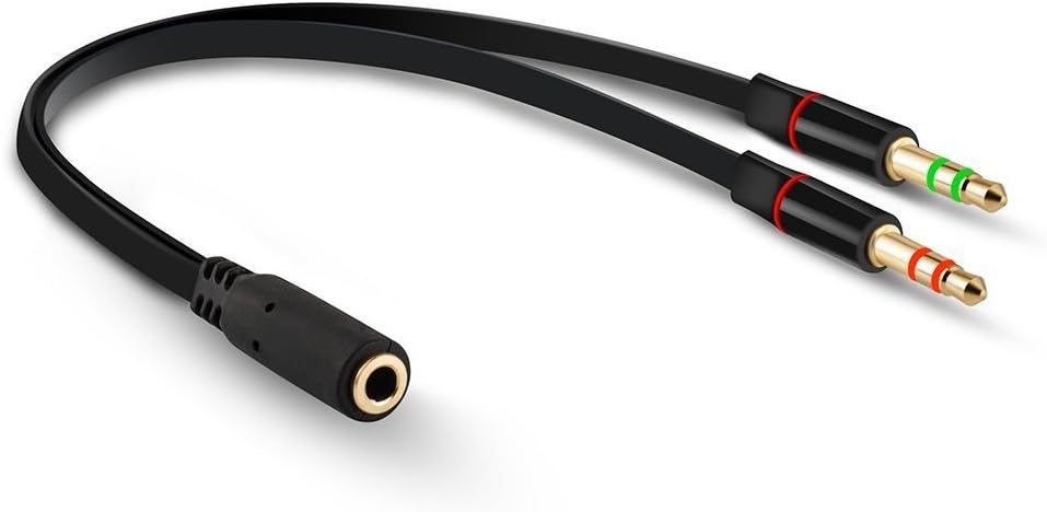 D & K Exclusives Headphone Splitter For Computer 3.5mm Female to 2 Dual 3.5mm Male Headphone Mic Audio Y Splitter Cable Smartphone Headset to PC Adapter