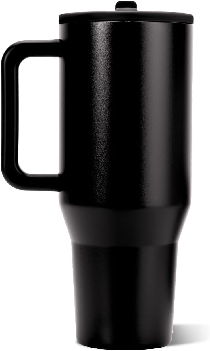 HydroJug Traveler 32oz, Insulated Tumbler with Handle & Straw, Black