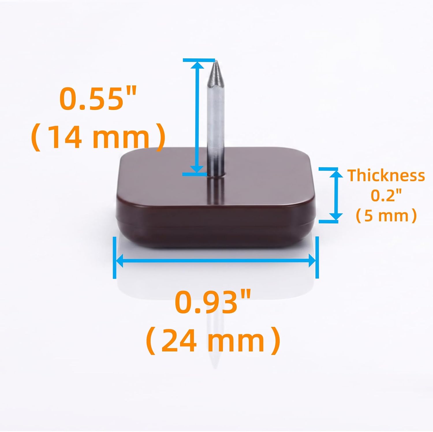 1" Nail on Furniture Sliders (24 Pack) - Furnigear Heavy Duty PTFE (Teflon) Chair Sliders Glides Wooden Furniture Movers Move Your Furniture Easily & Safety - Chair Leg Floor Protectors Brown, Square