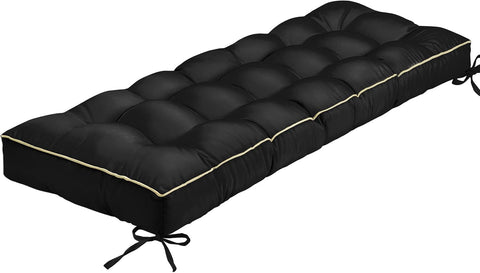 Outdoor Bench Cushion, Tufted Patio Seat Pad for Garden Bench, Porch Swing, Indoor/Outoor Furniture (Black, 60X18X5)