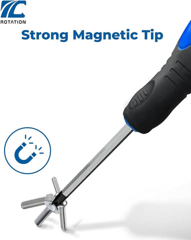 ROTATION 12pc Magnetic Screwdriver Set, with Go-Thru Steel Blades