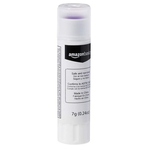 Amazon Basics Purple Washable School Glue Sticks for Classroom Supplies and Craft Projects, Dries Clear, 0.24-oz Stick, 60-Pack