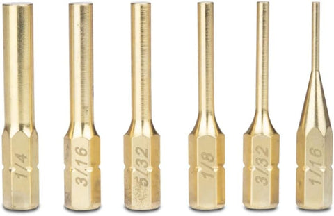 FIX IT STICKS Brass Pin Punch Set - 6 Sizes of Pin Punches with Steel Insert