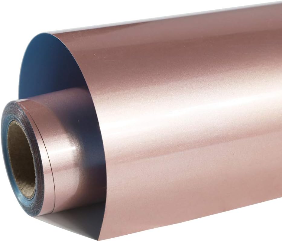 FUNKAKA Heat Transfer Vinyl Rose Golden PU Soft Metal HTV Rolls, 12" x 9ft