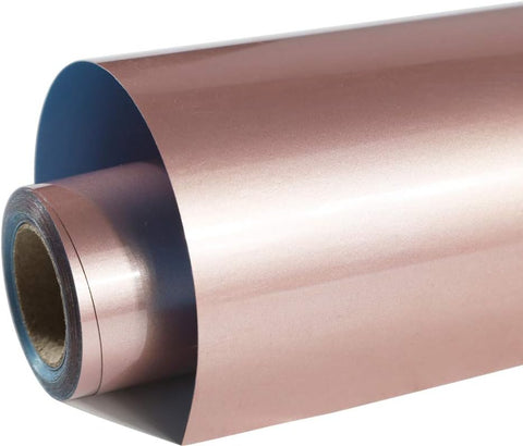 FUNKAKA Heat Transfer Vinyl Rose Golden PU Soft Metal HTV Rolls, 12" x 9ft
