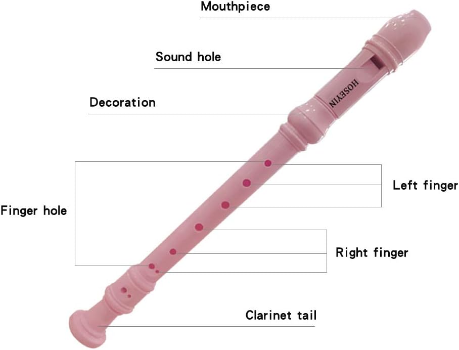 Soprano Recorder Baroque style German style C Key 8 Holes Soprano Recorder for Beginners students (German, Pink)
