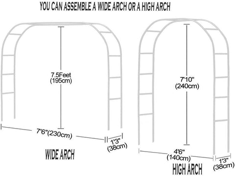 Adorox Metal Garden Arch Trellis for Climbing Plants 7.8ft Outdoor Arch Wedding Halloween Christmas Vine Trellis Pumpkin Archway Assemble Freely 2 Sizes White