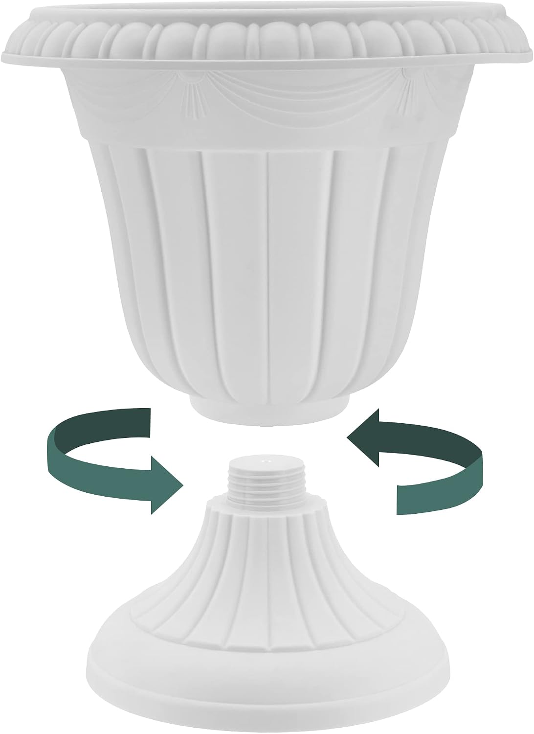 Arcadia Garden Products Small 10x12” Classic Traditional Plastic Urn Planter, Indoor/Outdoor Garden Plant Pot Garden Décor, Black