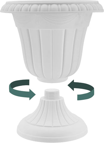 Arcadia Garden Products Small 10x12” Classic Traditional Plastic Urn Planter, Indoor/Outdoor Garden Plant Pot Garden Décor, Black
