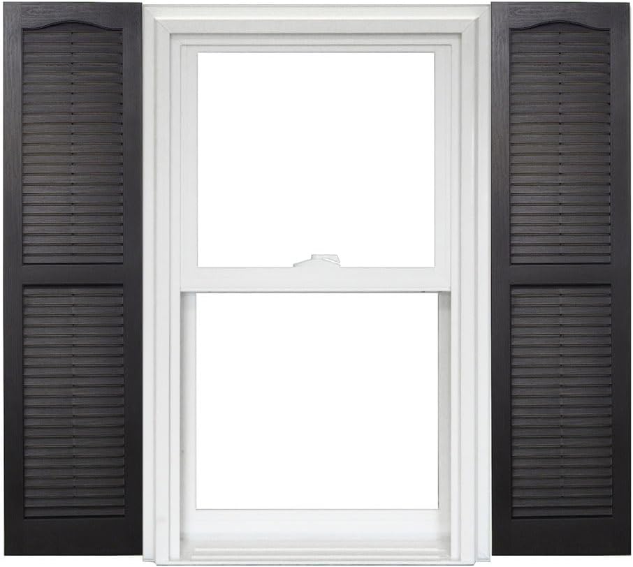 Polaris Homeside Open Louver Vinyl Shutters (1 Pair) 14-1/2in. x 35in. - 050 Black