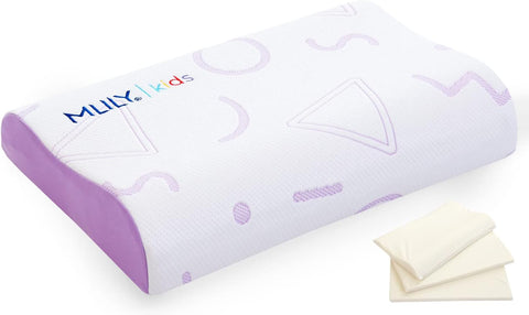 MLILY Kids Pillow for Sleeping, Adjustable Kids Memory Foam Pillow, Purple
