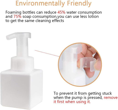 Foaming Soap Dispenser, 9oz Plastic Refillable Pump Bottle, 2 Pack, White