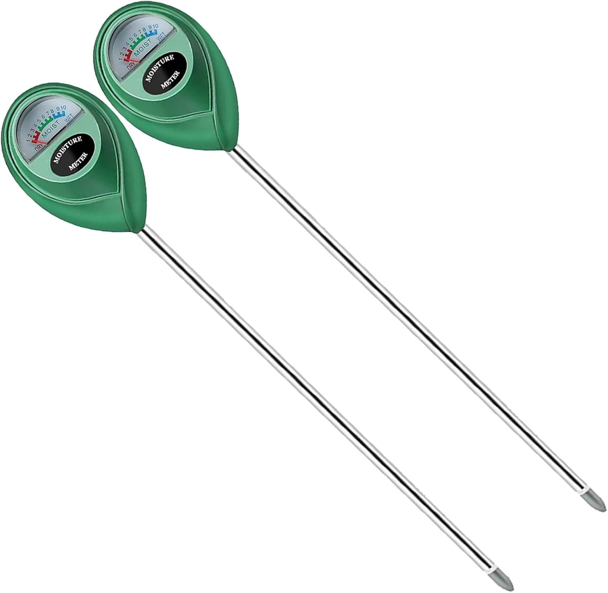 Censinda Soil Moisture Meter, 2 Pack Long Probe Soil Moisture Monitor for House Plants, Soil Hygrometer Moisture Sensor for Indoor & Outdoor, Garden, Farm, Lawn Plant Care, No Battery Needed(Green)