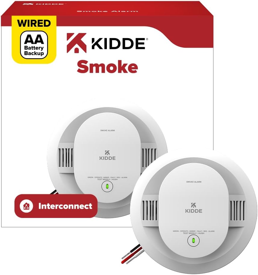 Kidde Smoke Detector, Hardwired with AA Battery Backup, 20SAR, 1 Pack