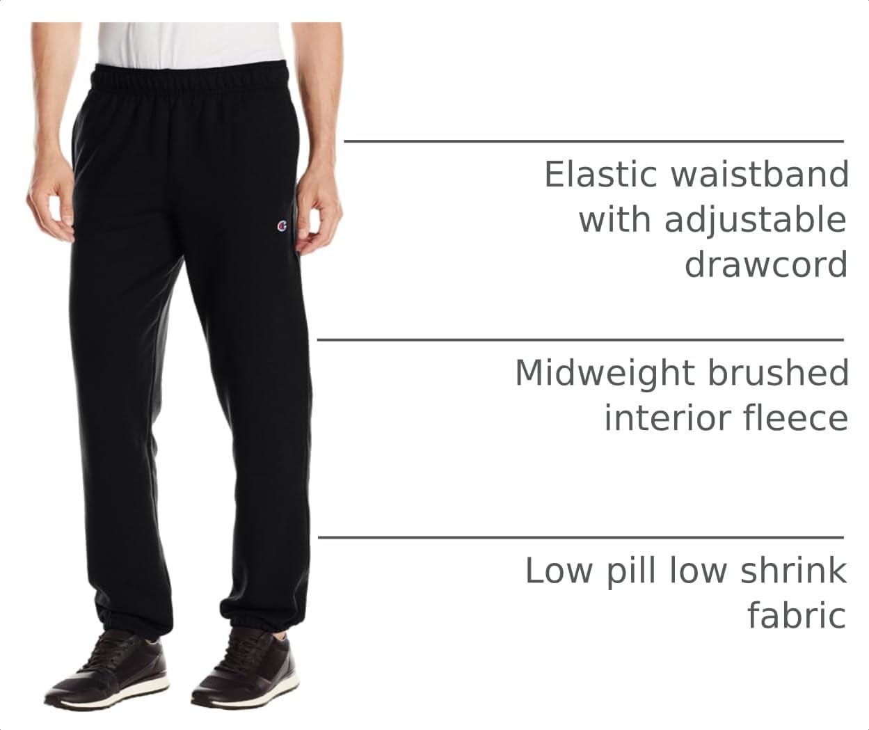 Champion Men's Cinched-Bottom Fleece Sweatpants, Standard Fit, Midweight, Available in Regular and Big & Tall