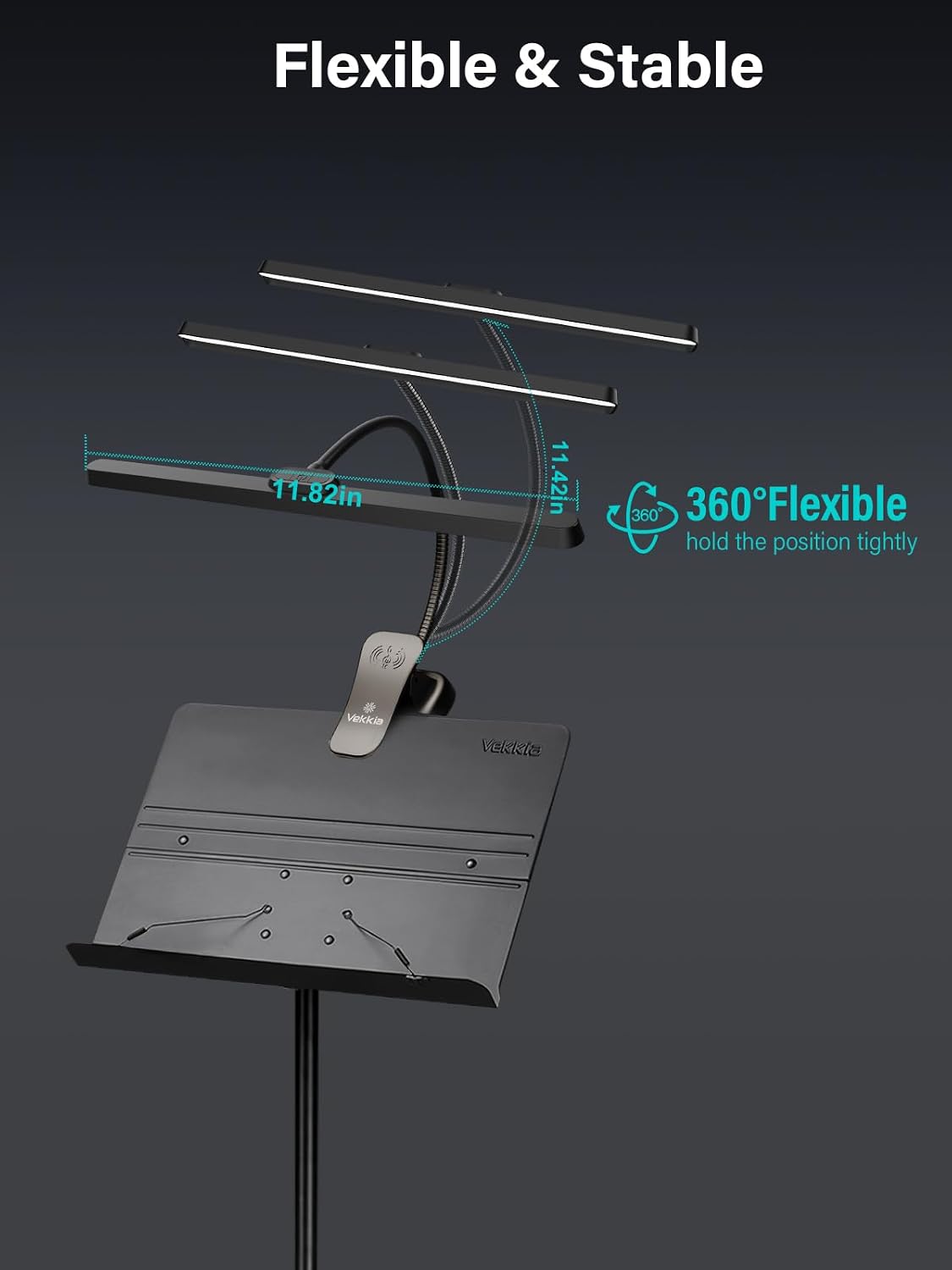 Vekkia Professional 88 LED Rechargeable Music Stand Light