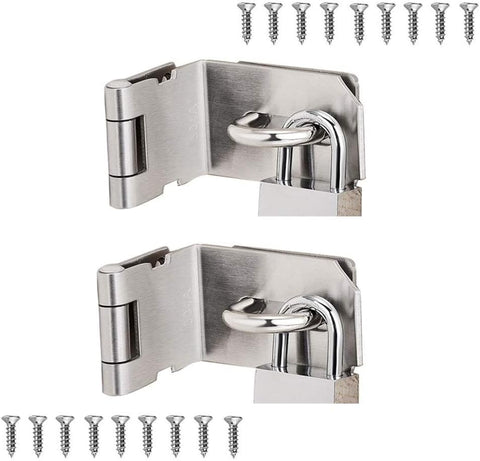 Door Locks Hasp Latch, 5 Inch Stainless Steel Safety Packlock Clasp Hasp Lock Latch, Extra Thick Gate Lock Hasp with Screws Brushed Finish 2 Pack (5inch)