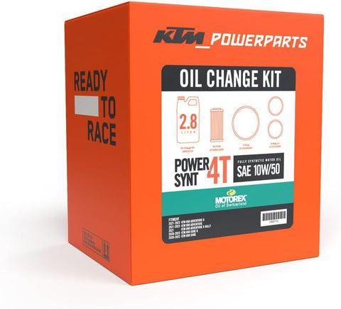 KTM Oil change kit for 890cc engines (2.8L Motorex 10W-50, filter and gaskets) U6923153