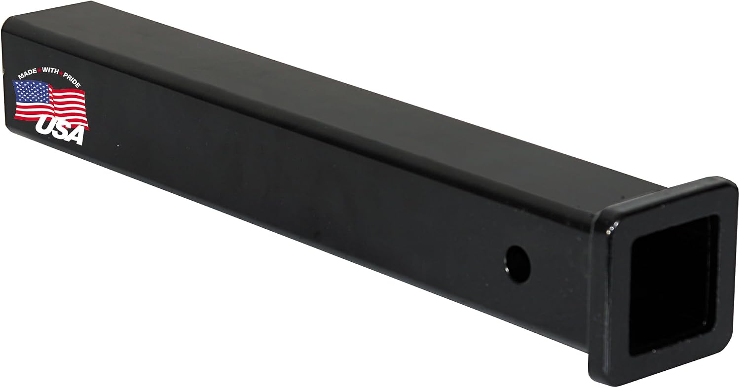 Buyers Products RT25810 2 Inch Plain Receiver Tube with 10 Inch Shank, Weld-On Carbon Steel Towing Tube with Cast Steel Collar, 5/8 Inch Hitch Pin Hole, Black Finish for Custom Towing Builds