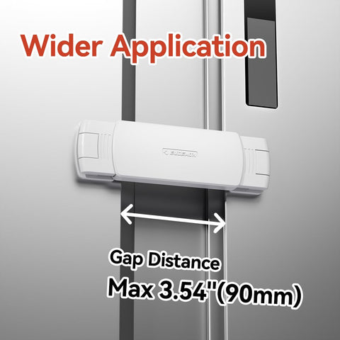 EUDEMON 1 Pack Latest French Fridge Lock French Door Refrigerator/Freezer Lock Apply to Max 3.54"(90mm) Two Door Gap Distance for Kids & Babies,Easy to Install no Tools Need or Drill (White)