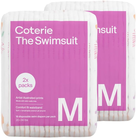 Coterie Baby Swim Diapers, Size Medium (20-34 lbs), 2-Pack