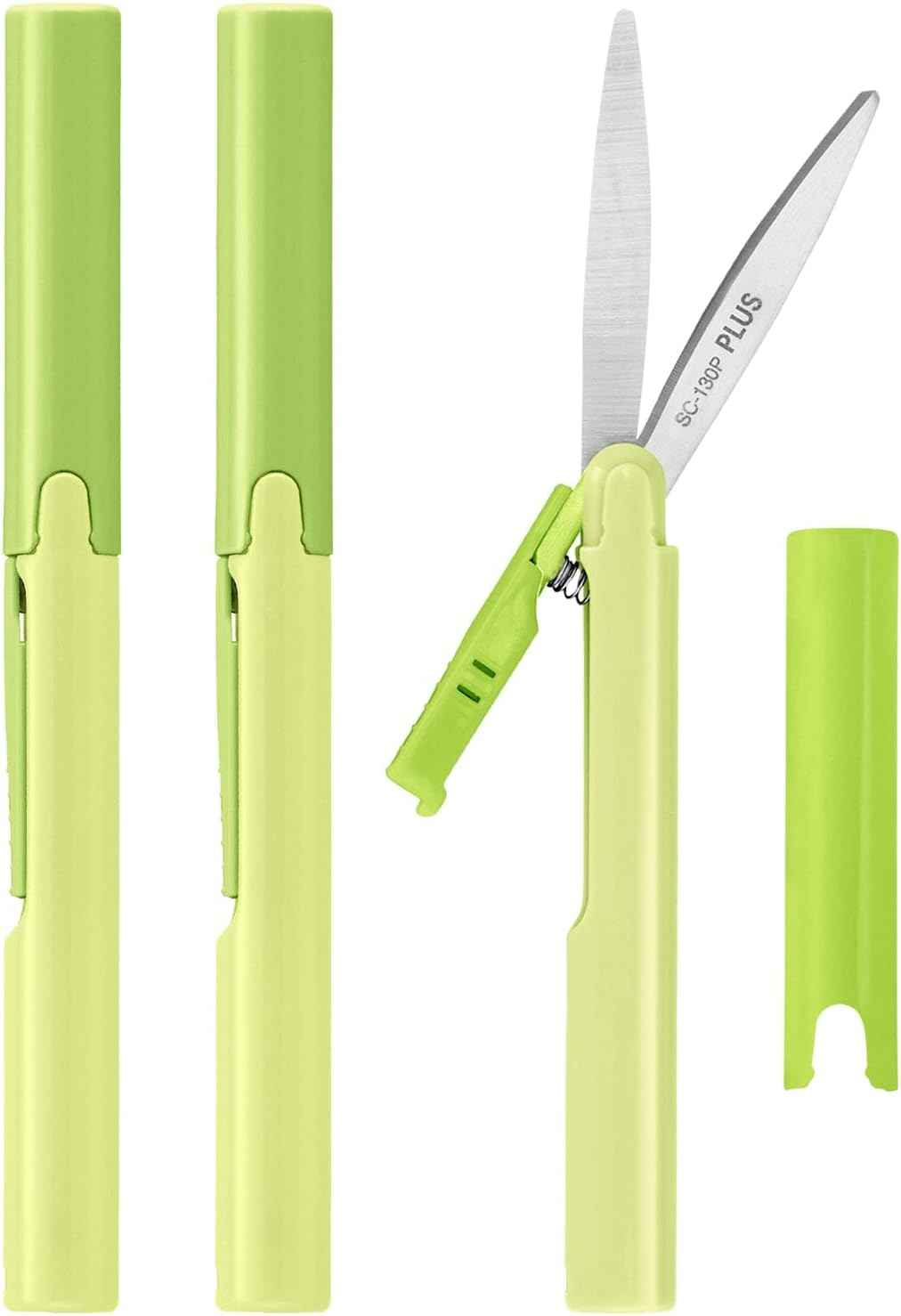 Plus Pen Style Compact Twiggy Scissors with Cover, 3-Pack Blue