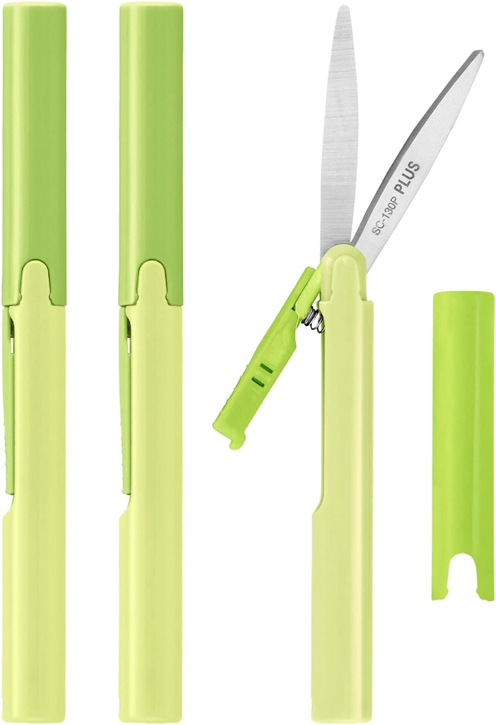 Plus Pen Style Compact Twiggy Scissors with Cover, 3-Pack Green