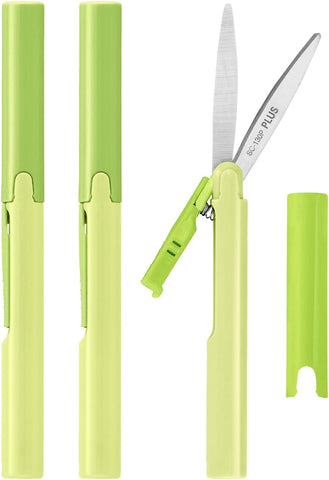 Plus Pen Style Compact Twiggy Scissors with Cover, 3-Pack Green