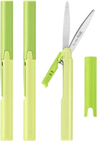 Plus Pen Style Compact Twiggy Scissors with Cover, 3-Pack Blue