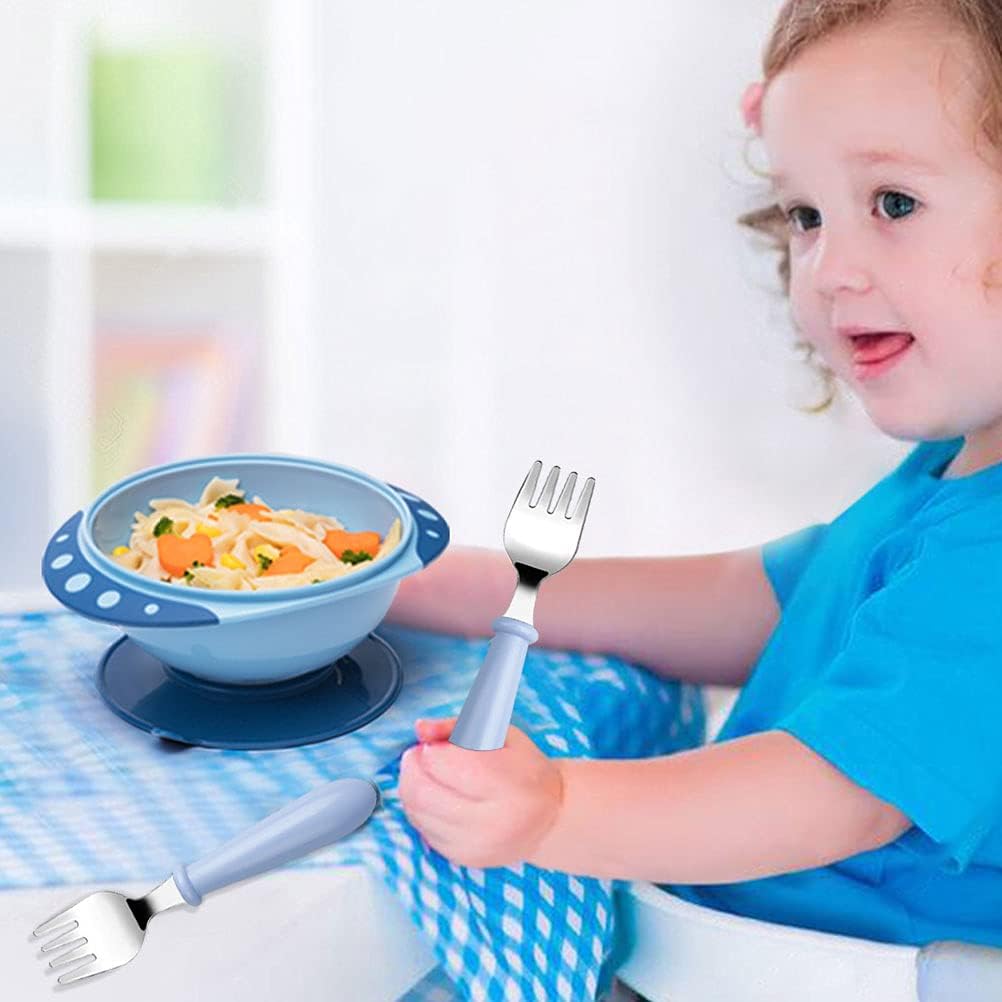 6-Pack Toddler Forks, 304 Stainless Steel, Round Handle, Dishwasher Safe