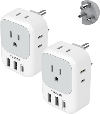 TESSAN India Plug Adapter 2 Pack, Type D Travel Adapter