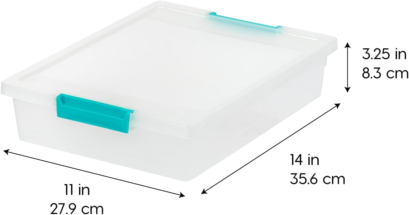IRIS USA Storage Bins with Lids |Made in USA| 6 Qt - (4-Pack) - Clear