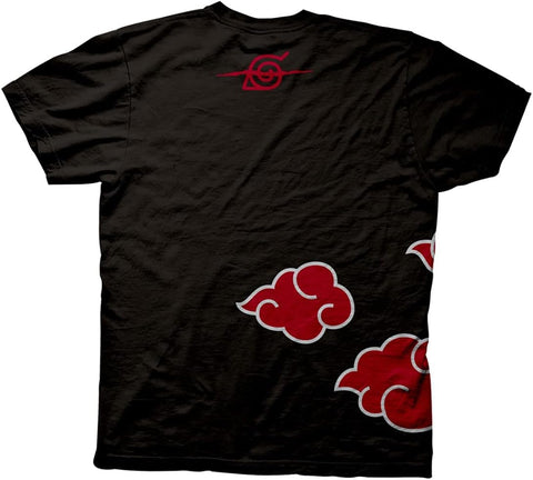 Ripple Junction Naruto Shippuden Men's Short Sleeve T-Shirt Akatsuki Clouds & Anti-Leaf Front & Back Logo Officially Licensed
